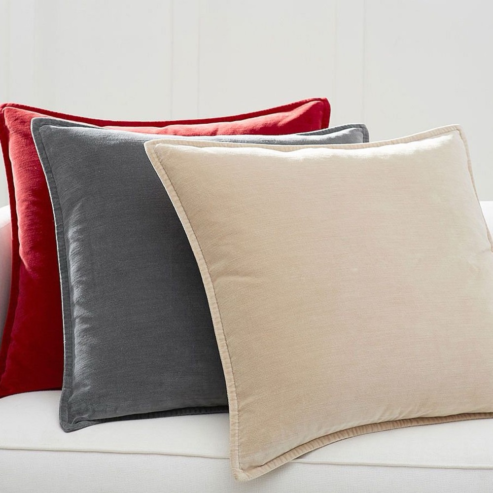 New Pottery Barn Retired Washed Velvet Pillow Cover, 24”, Alloy Gray, 2017